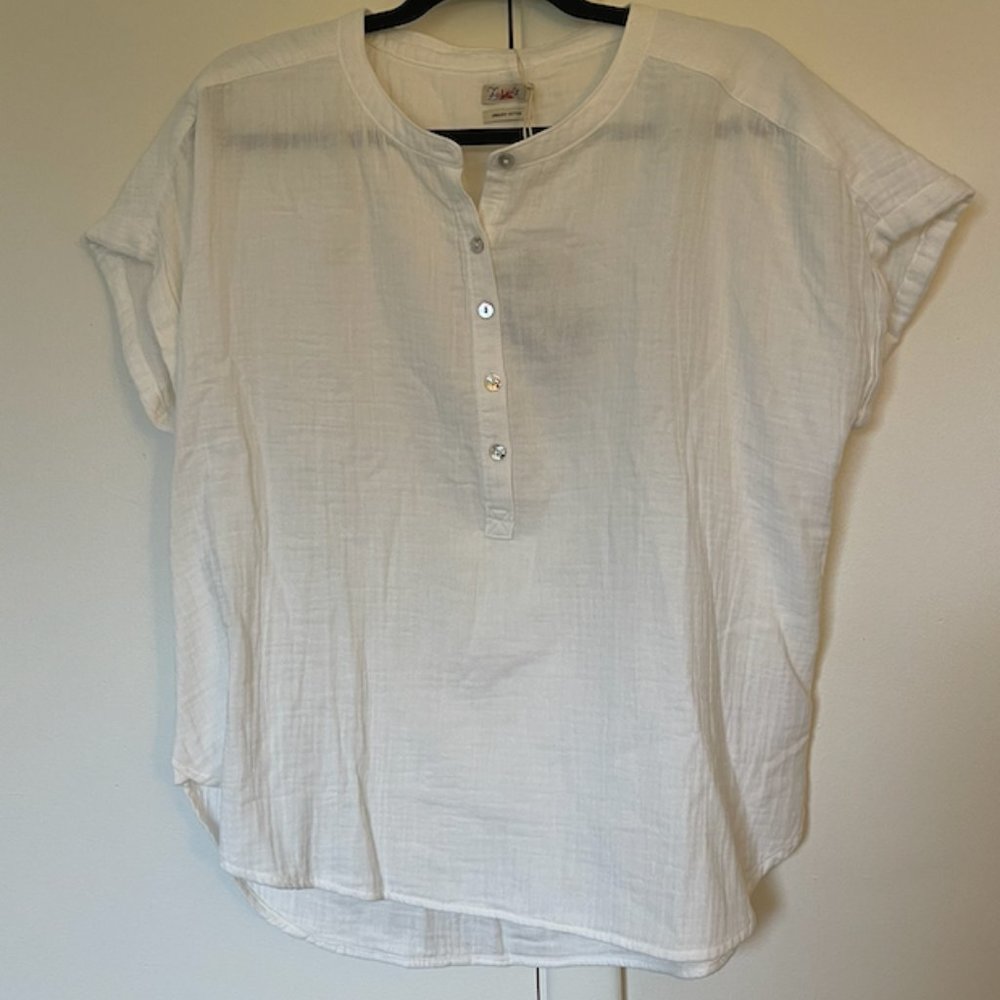 Faherty, Dream White Cotton Desmond Top, Womens, XL